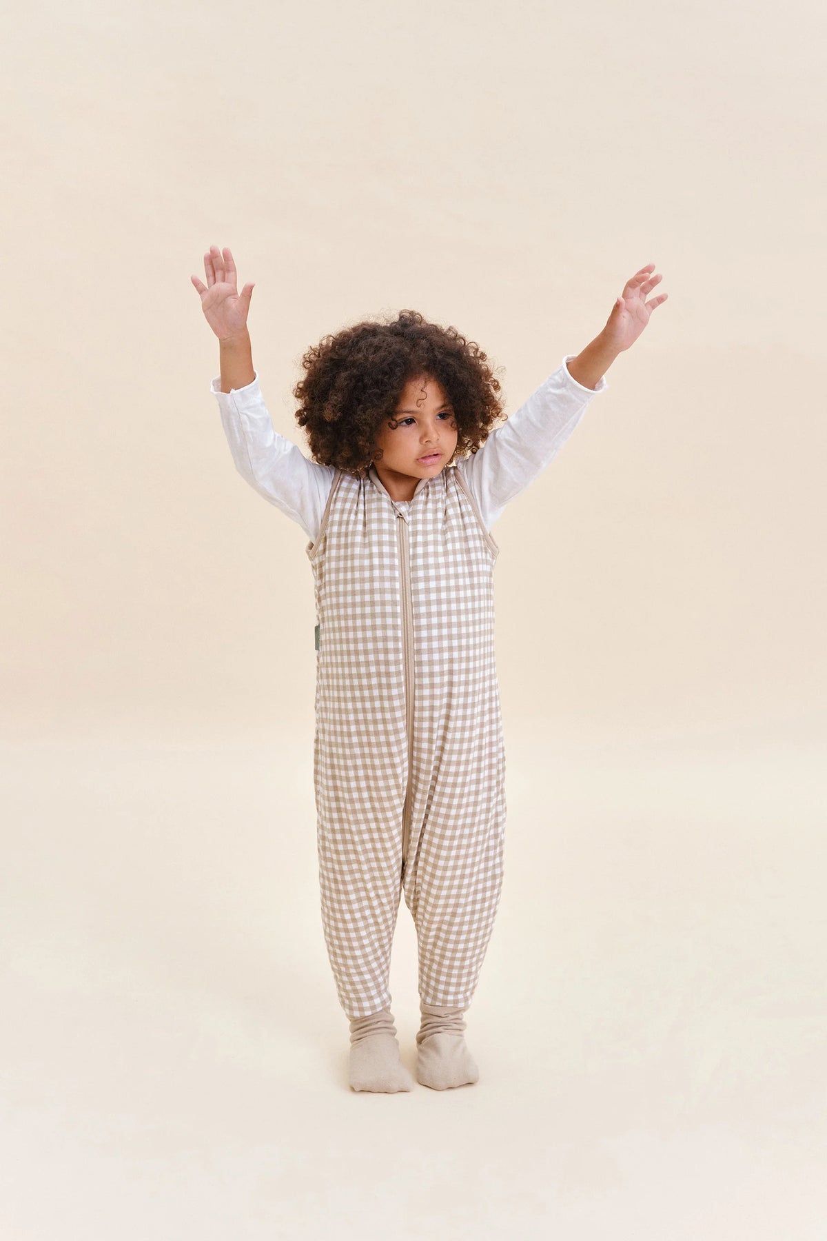 PIJAMA MANTA CON CALCETINES ANTIDESLIZANTES -VICHY BEIGE- TOG 2.5