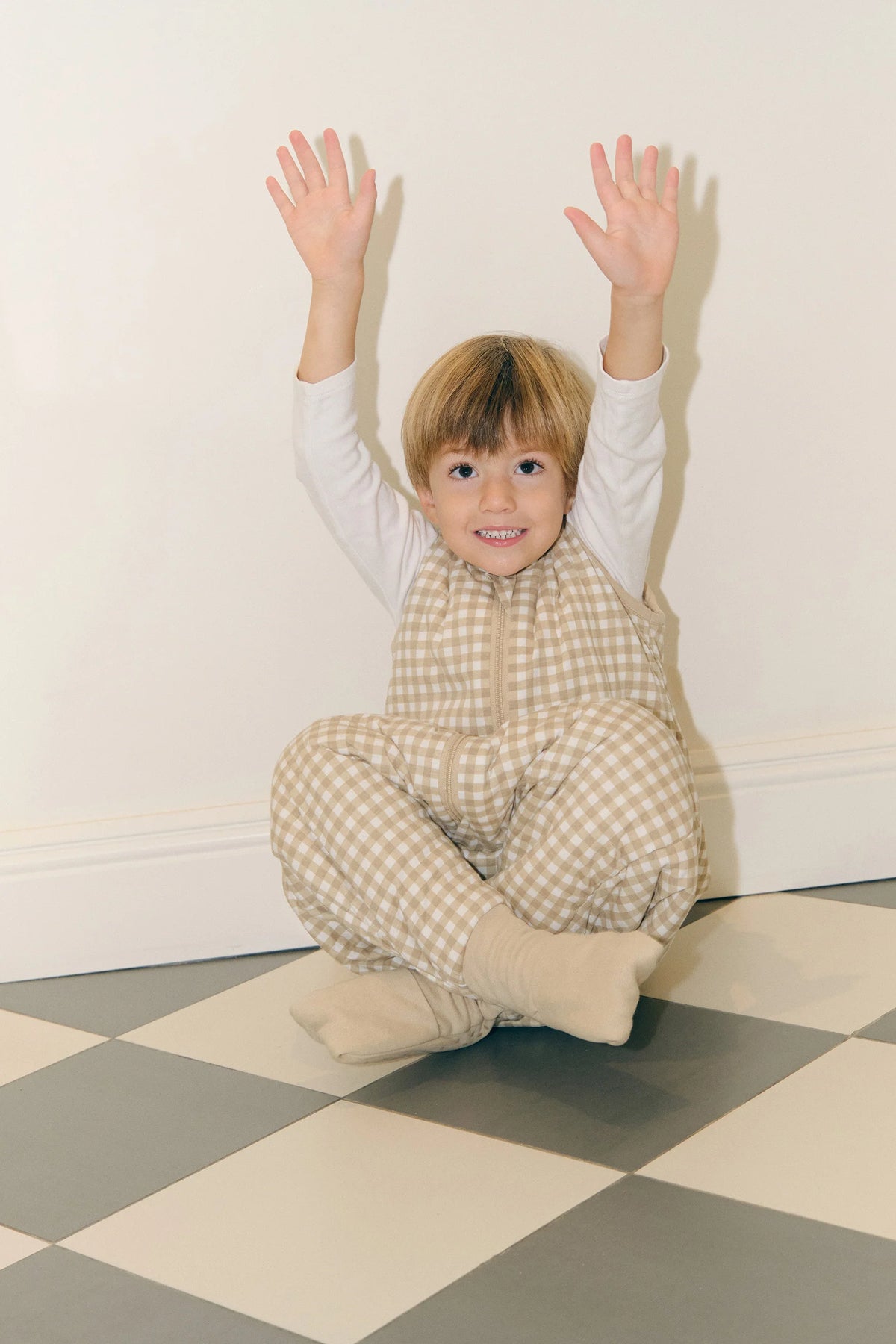 PIJAMA MANTA CON CALCETINES ANTIDESLIZANTES -VICHY BEIGE- TOG 2.5