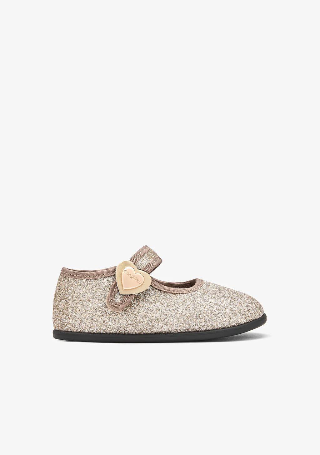 MERCEDITAS BAREFOOT DORADAS CON GLITTER Y CORAZÓN