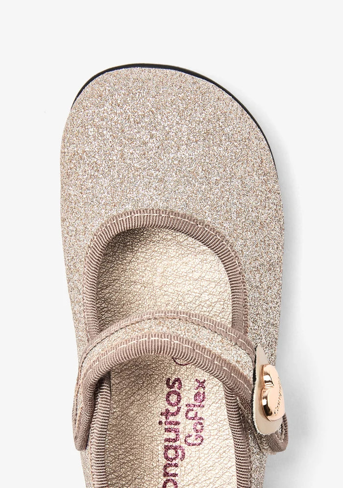 MERCEDITAS BAREFOOT DORADAS CON GLITTER Y CORAZÓN