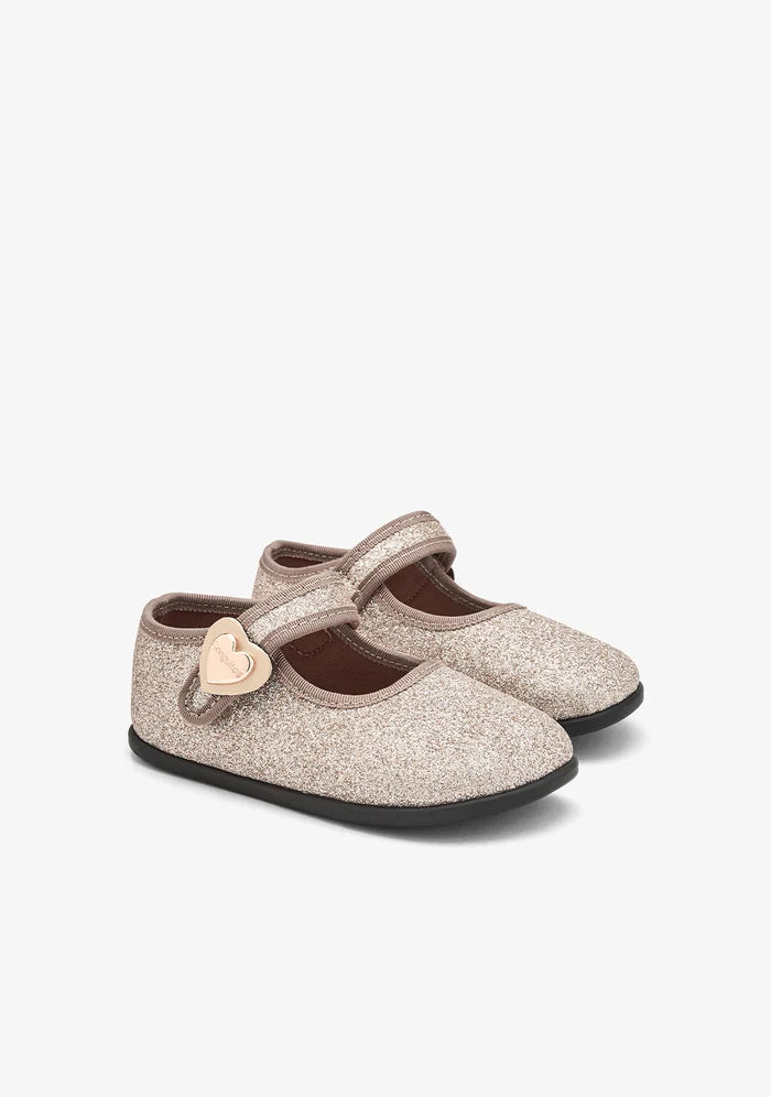 MERCEDITAS BAREFOOT DORADAS CON GLITTER Y CORAZÓN