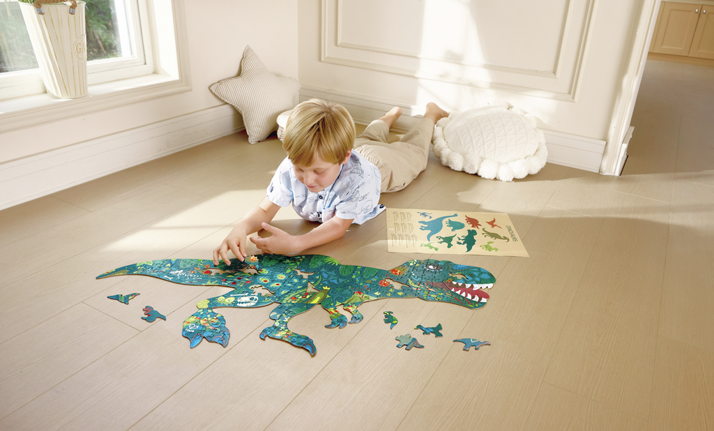 PUZZLE DE SUELO BRILLANTE DINOSAURIO 200PCS