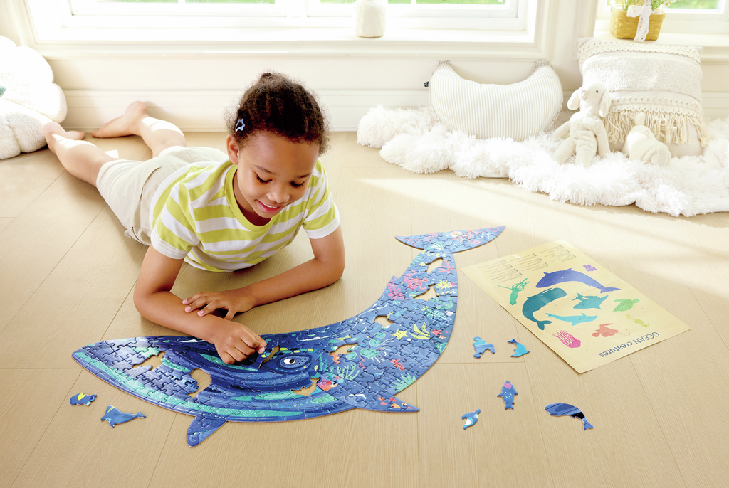 PUZZLE DE SUELO BRILLANTE BALLENA 200PCS