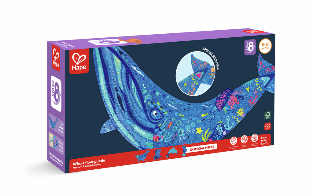 PUZZLE DE SUELO BRILLANTE BALLENA 200PCS