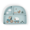 PLATO CON 3 COMPARTIMENTOS - TINY FARM AZUL