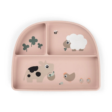 PLATO CON 3 COMPARTIMENTOS - TINY FARM ROSA