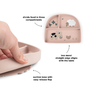 PLATO CON 3 COMPARTIMENTOS - TINY FARM ROSA