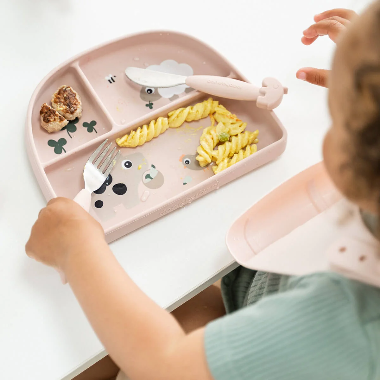 PLATO CON 3 COMPARTIMENTOS - TINY FARM ROSA