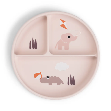 PLATO REDONDO CON COMPARTIMENTOS - TINY FARM ROSA