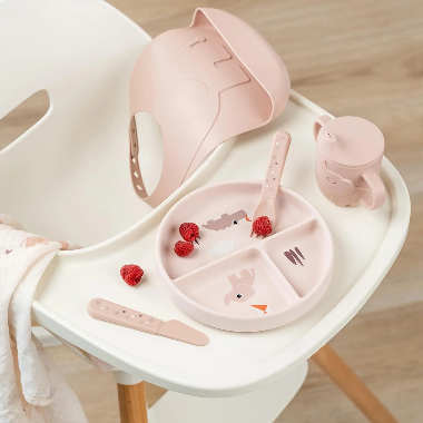 PLATO REDONDO CON COMPARTIMENTOS - TINY FARM ROSA