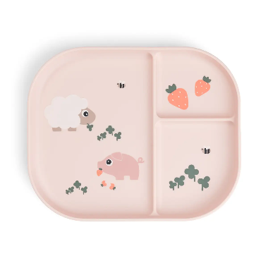 PLATO CON 3 COMPARTIMENTOS - ROSA