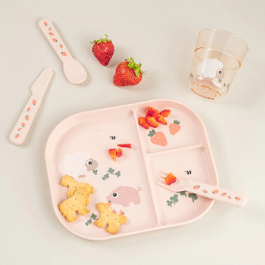 PLATO CON 3 COMPARTIMENTOS - ROSA