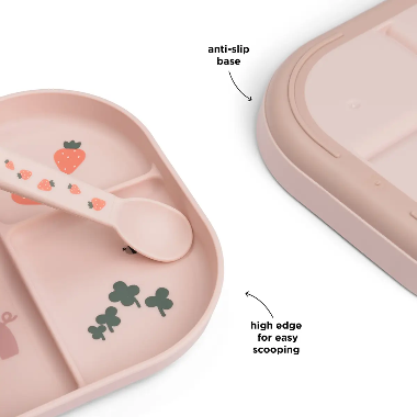 PLATO CON 3 COMPARTIMENTOS - ROSA
