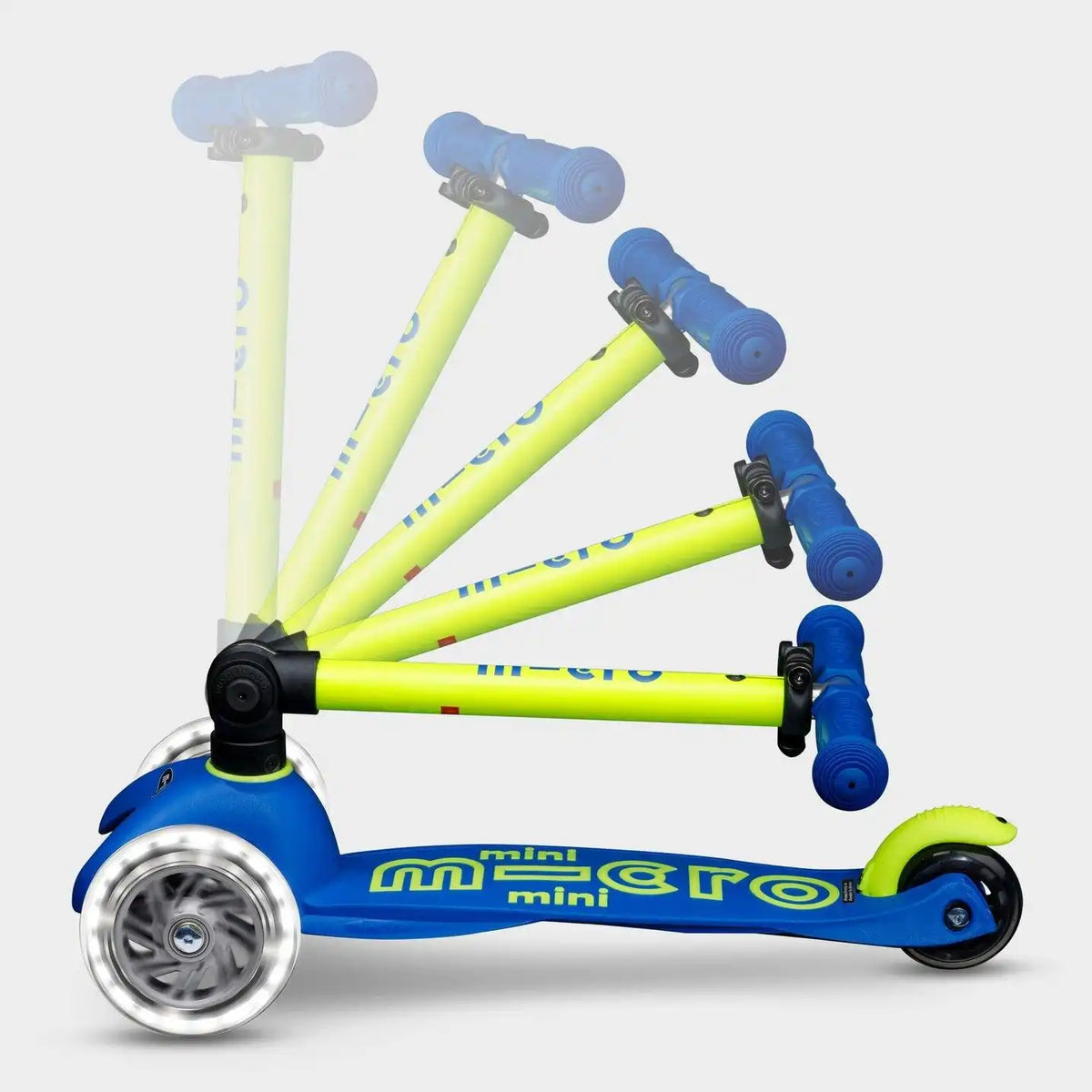 PATINETE MINI DELUXE PLEGABLE NEON LED AZUL-AMARILLO