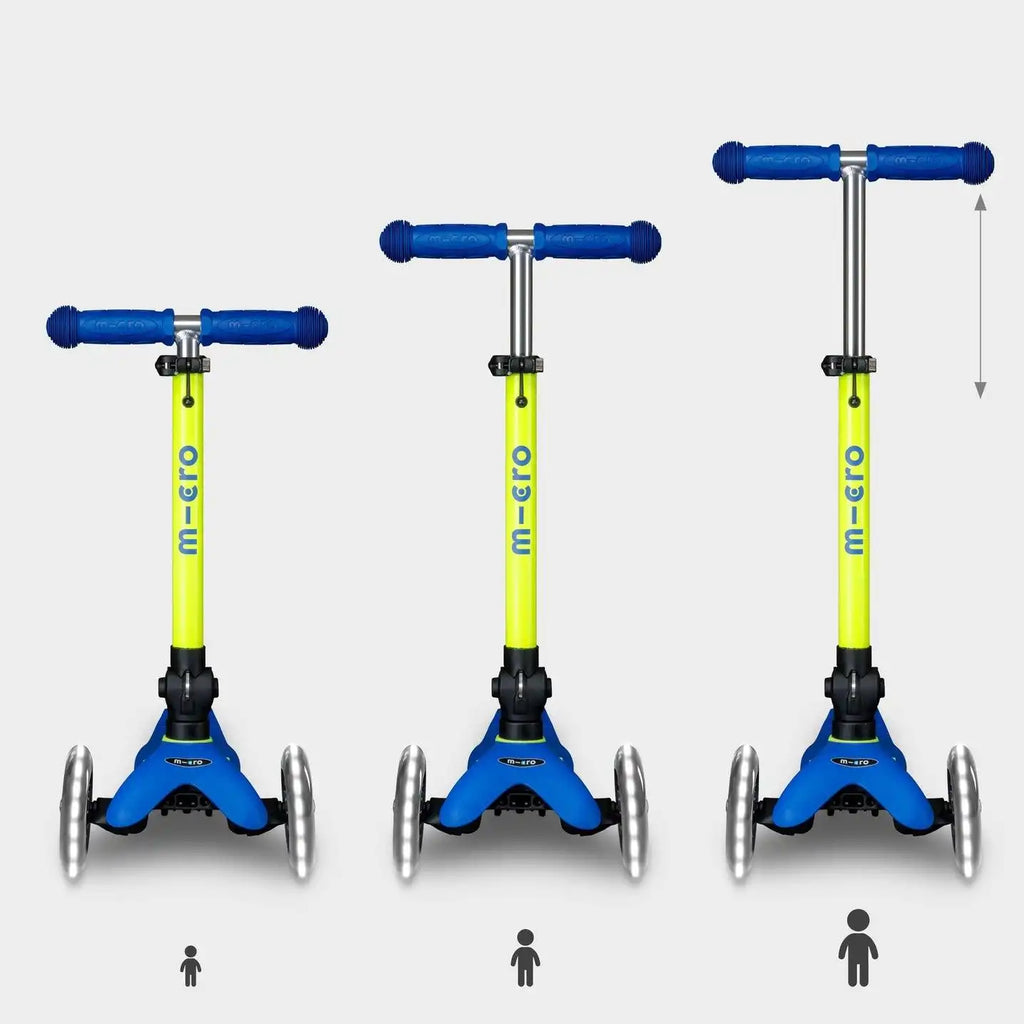PATINETE MINI DELUXE PLEGABLE NEON LED AZUL-AMARILLO