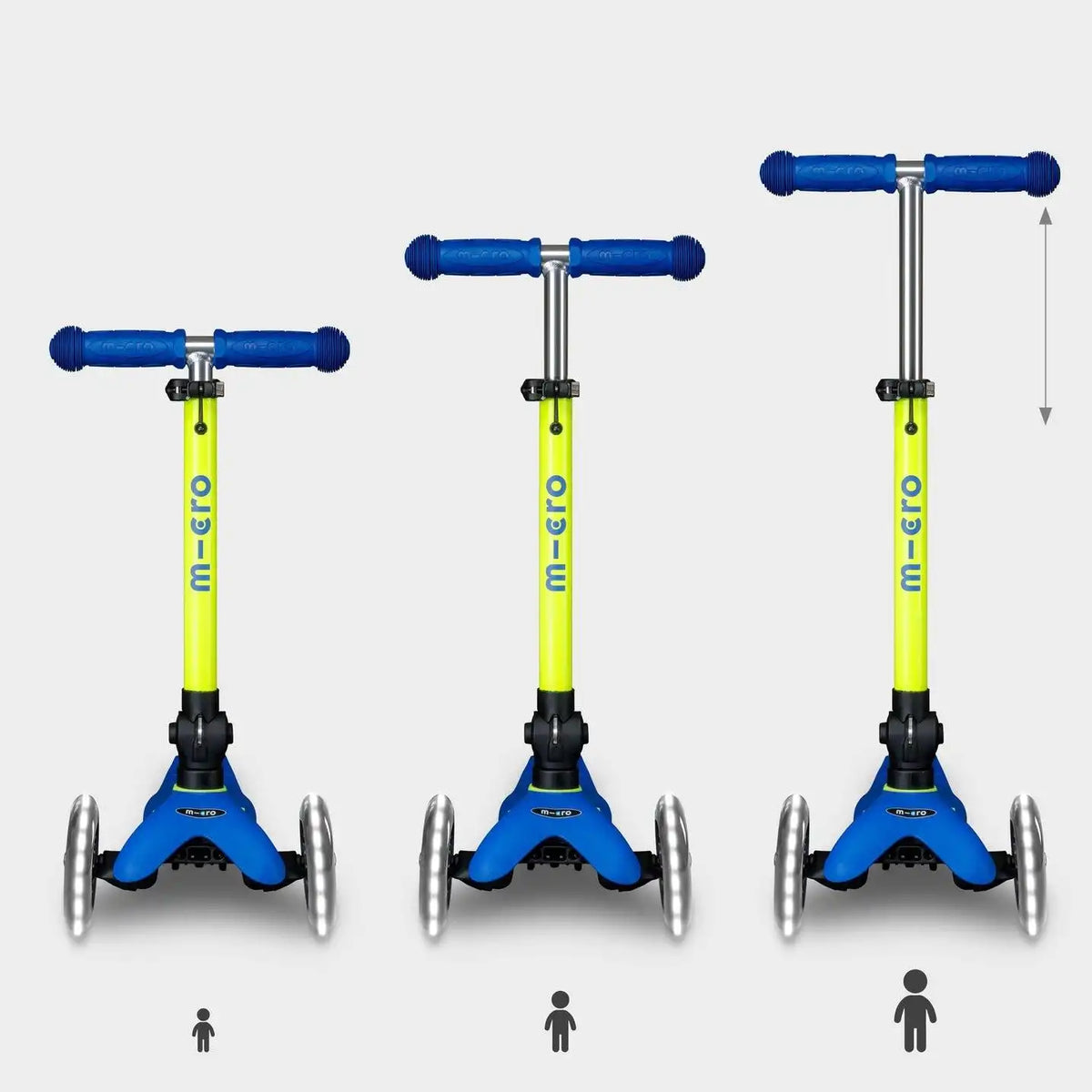 PATINETE MINI DELUXE PLEGABLE NEON LED AZUL-AMARILLO