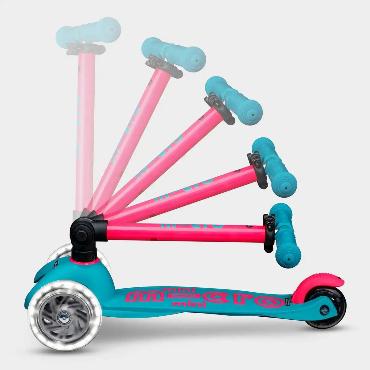 PATINETE MINI DELUXE NEON LED AQUA-FUCSIA