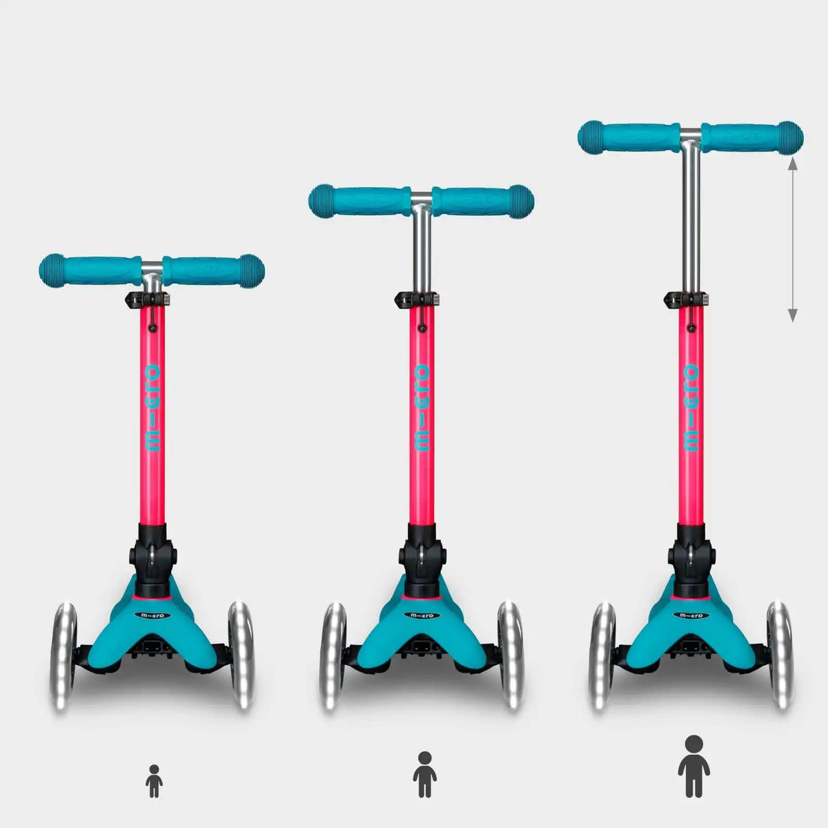 PATINETE MINI DELUXE NEON LED AQUA-FUCSIA