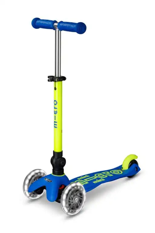 PATINETE MINI DELUXE PLEGABLE NEON LED AZUL-AMARILLO