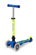 PATINETE MINI DELUXE PLEGABLE NEON LED AZUL-AMARILLO