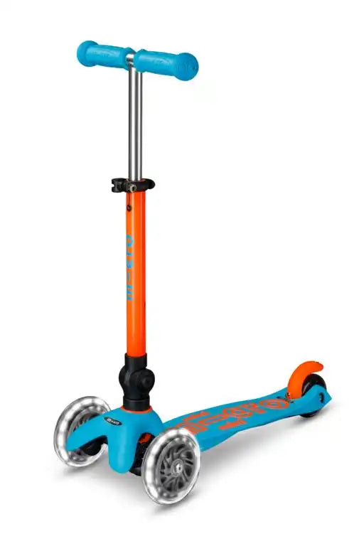 PATINETE MINI DELUXE NEON  LED AZUL-NARANJA