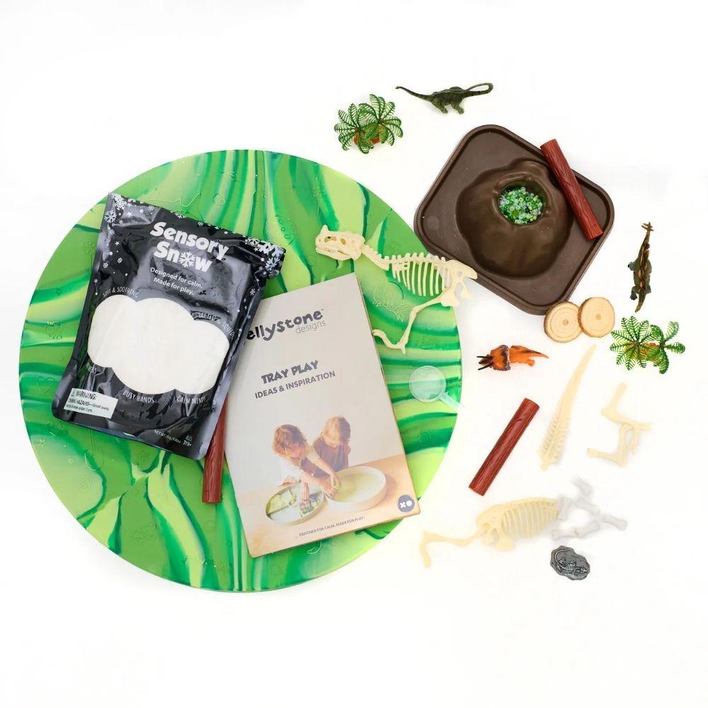 BANDEJA + KIT SENSORIAL DINOSAURIOS
